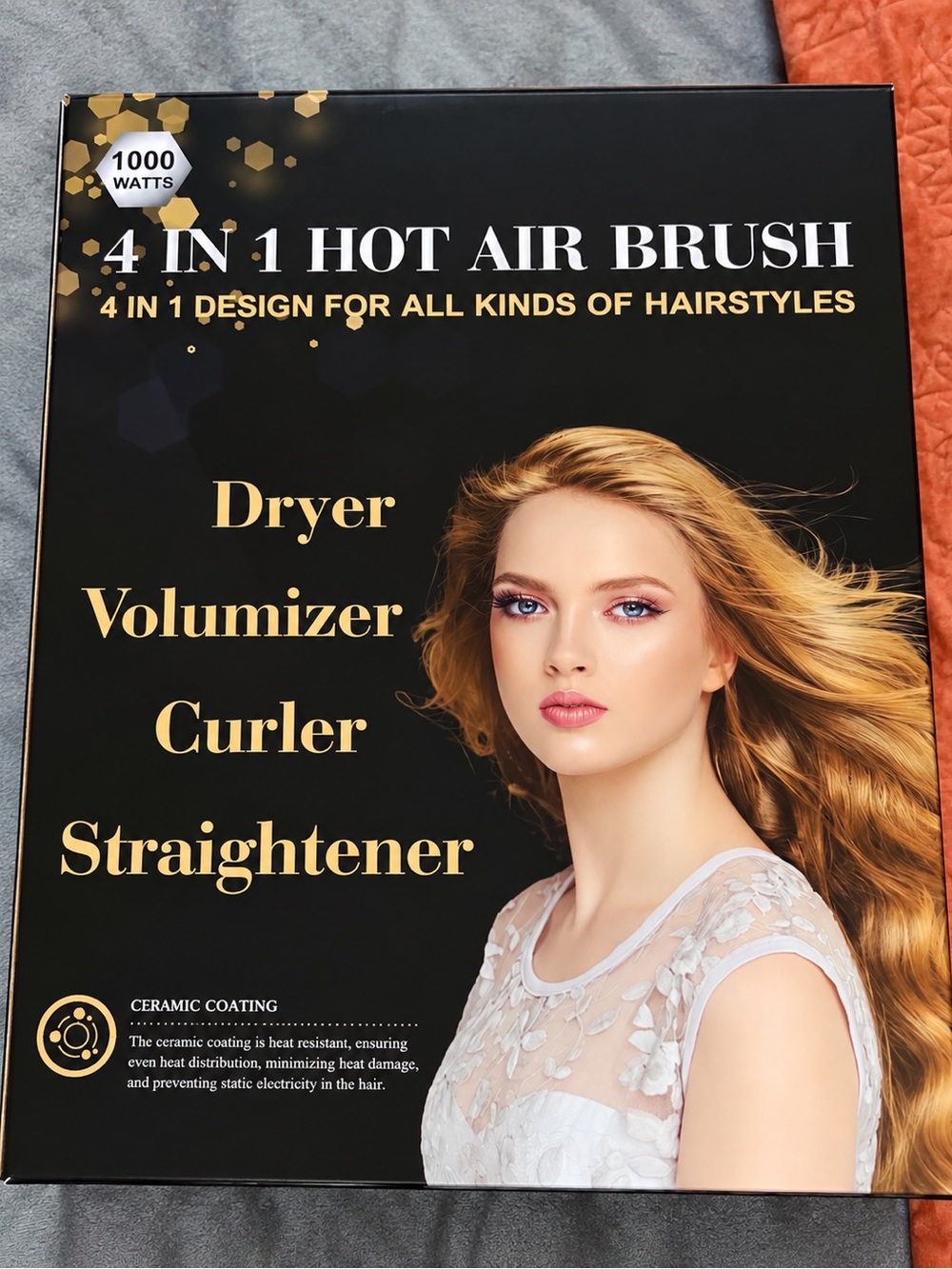 4-in-1 Hot Air Styling Brush — Gold and Black
